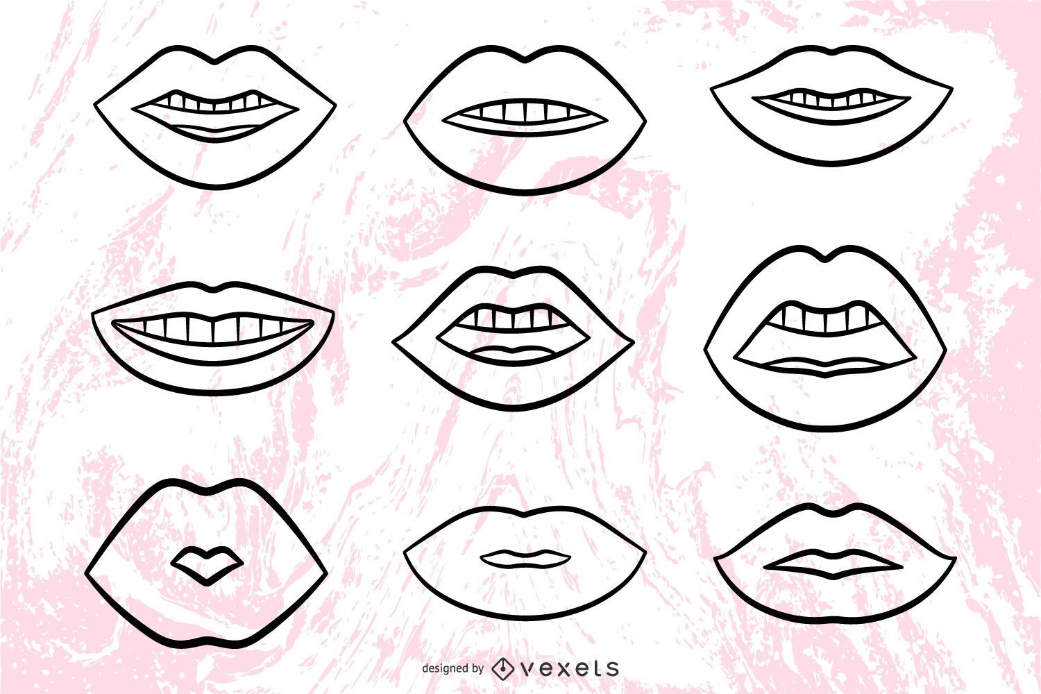 Conjunto de ilustrações de lábios