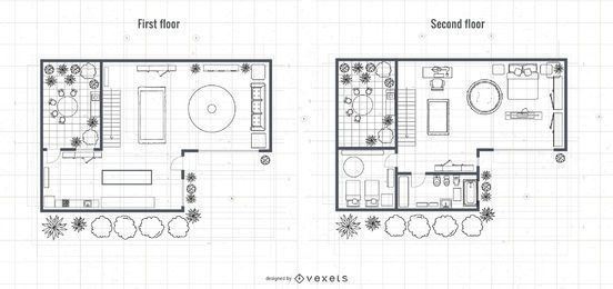 Arquitectura Diseño de planos de casa de 2 pisos