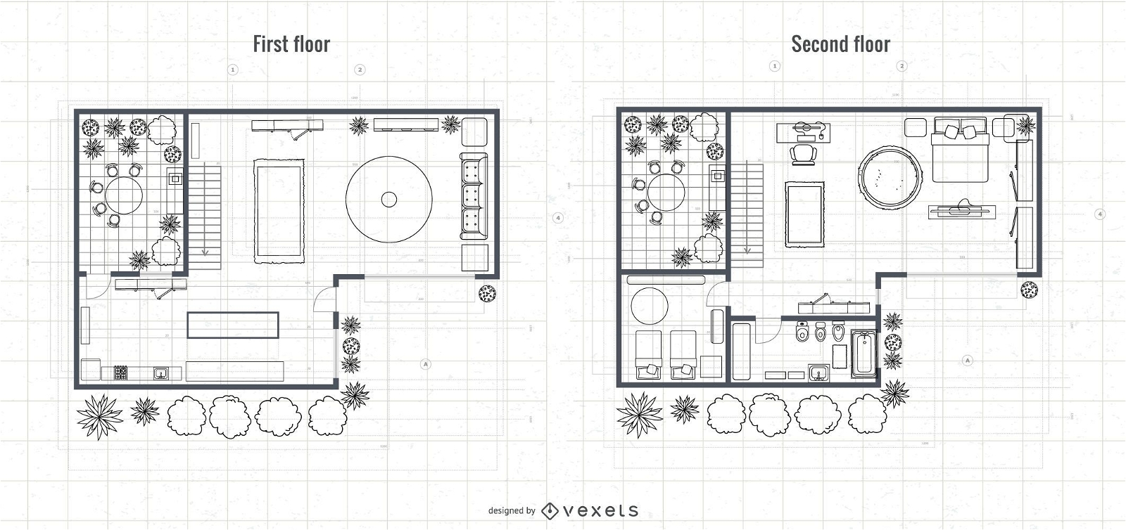 Architektur 2-st?ckiges Haus Blueprint Design