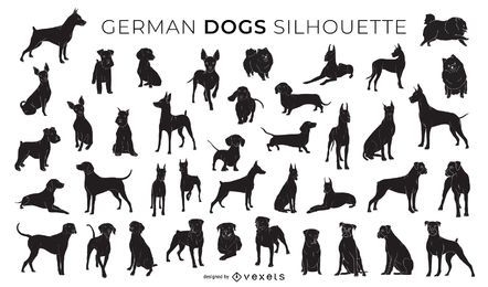 Coleção de silhueta de cães alemães