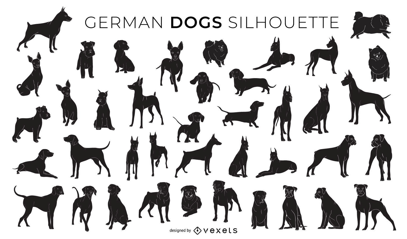 German dogs silhouette collection