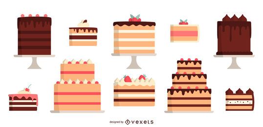 Flat Design Colored Cake Design Pack