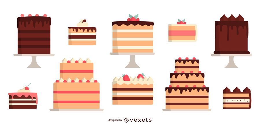 Flat Design Colored Cake Design Pack Flat Design Colored Cake Design Pack