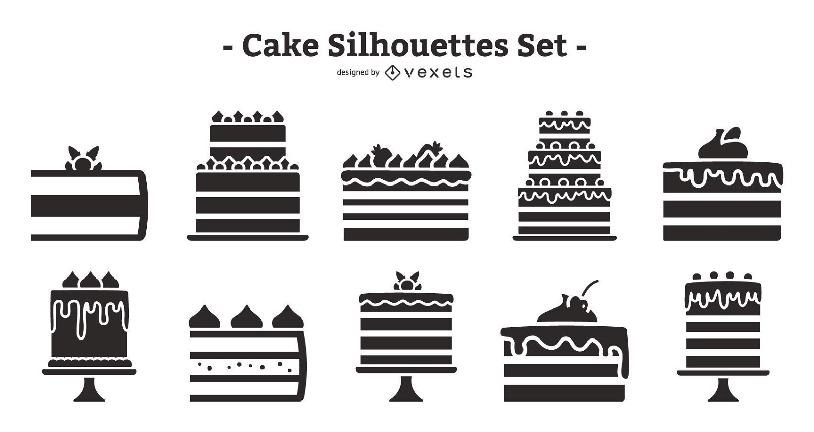 Kuchen flaches Design Silhouette Pack