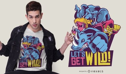 Design de camisetas com citações de animais selvagens