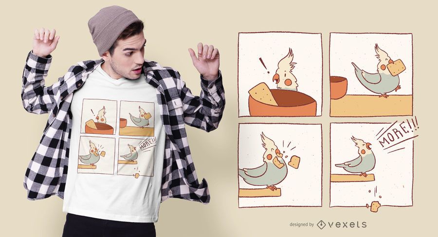 Cockatiel Comic T-shirt Design Cockatiel Comic T-shirt Design