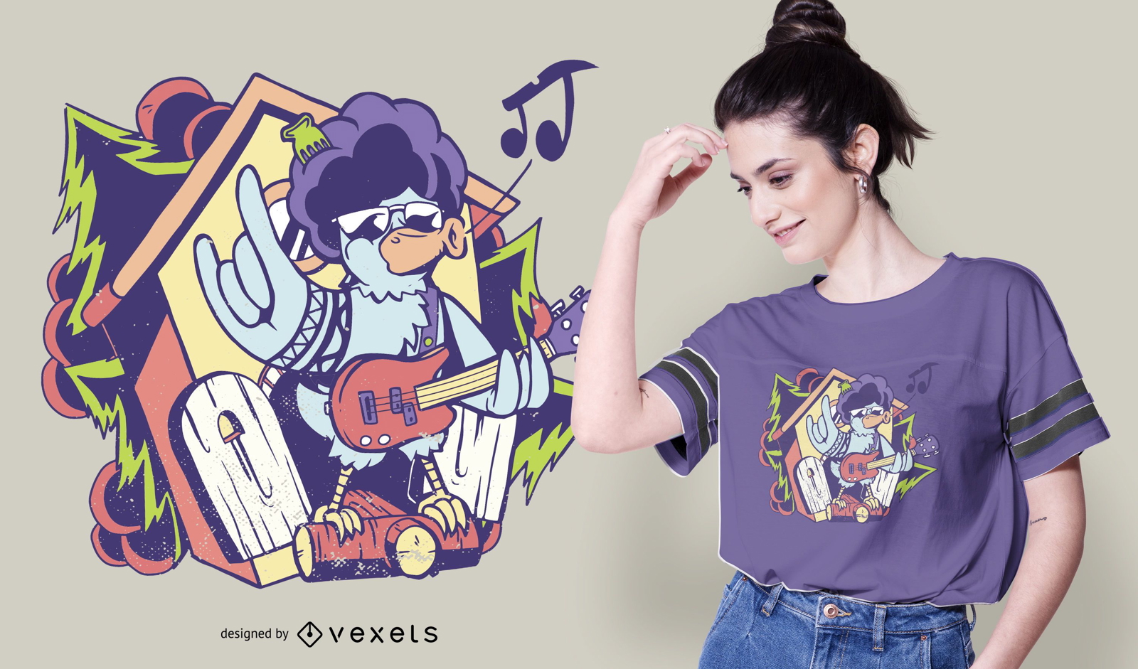 Diseño de camiseta Cuckoo Bird Rock Star