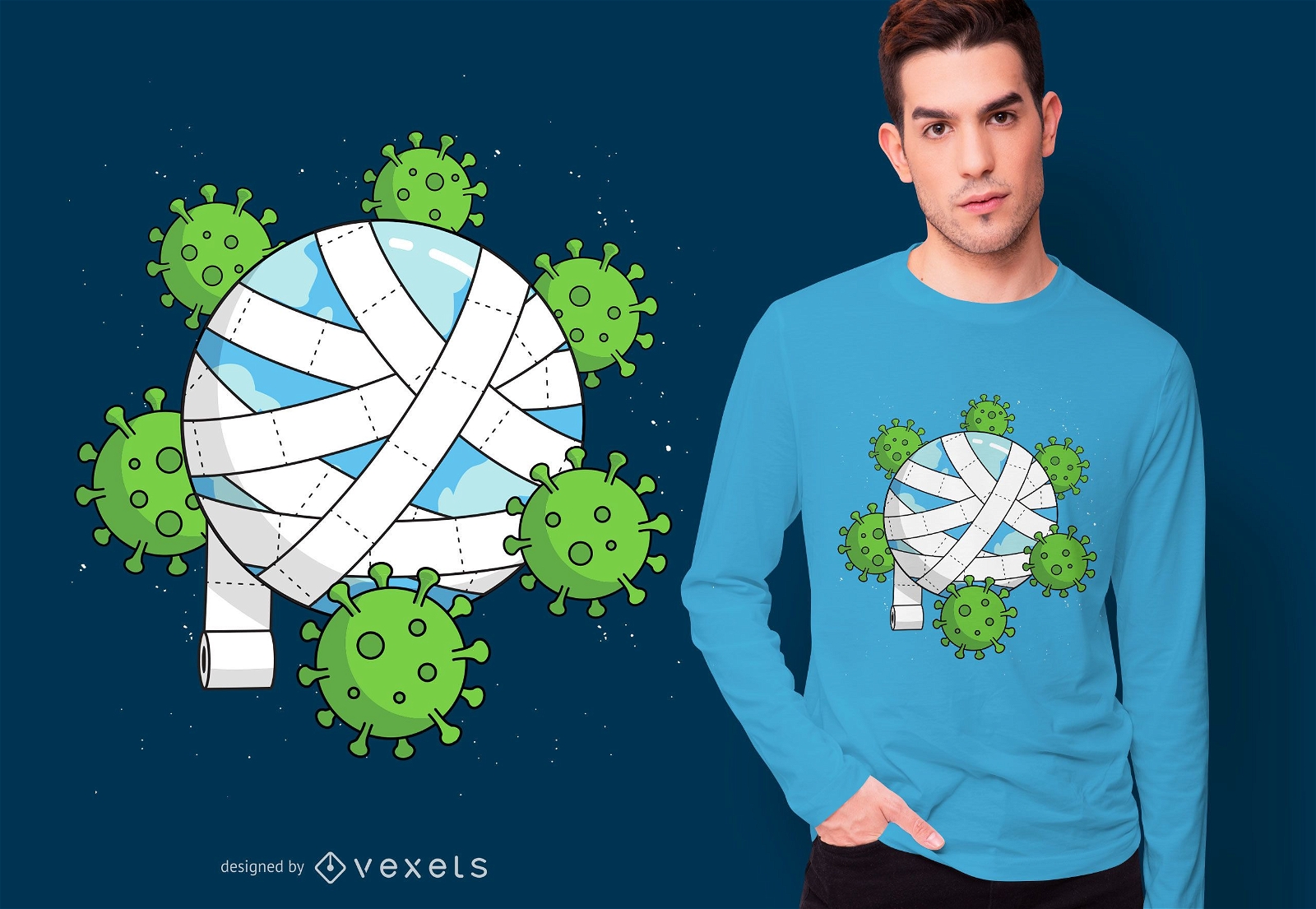 Design de camiseta de papel higiênico Planet