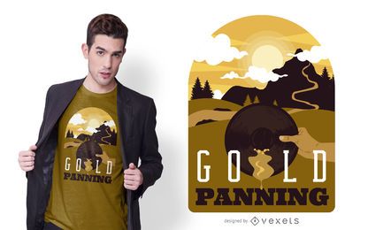 Gold Panning Illustration T-shirt Design