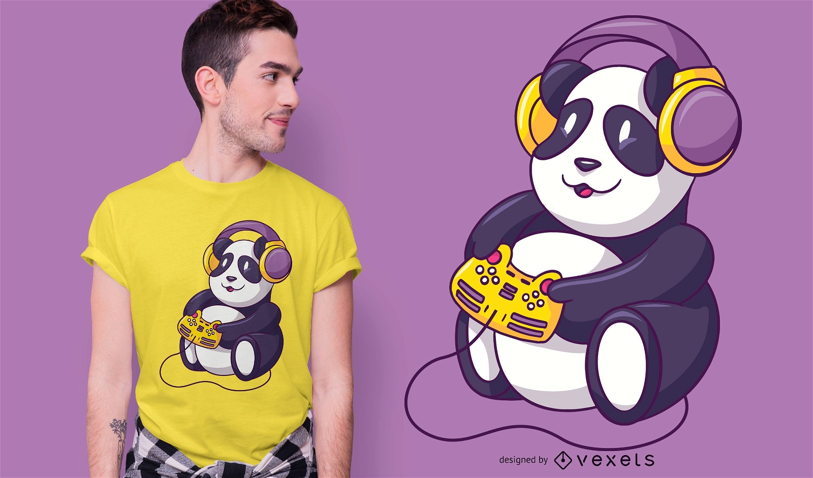 Design de camisetas do urso de panda para jogos