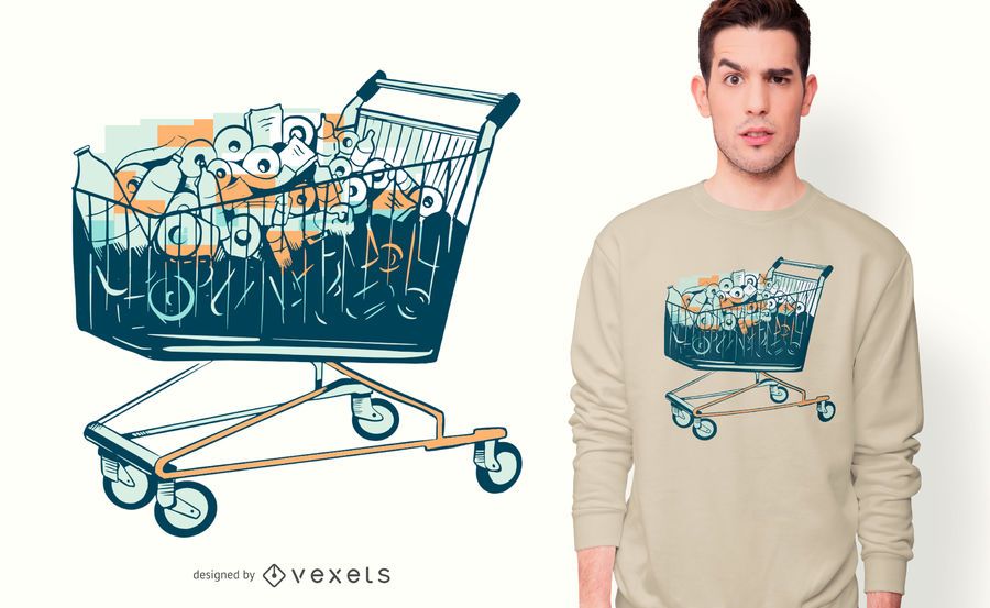 Shopping Cart with Toilet Paper T-shirt Design Shopping Cart with Toilet Paper T-shirt Design
