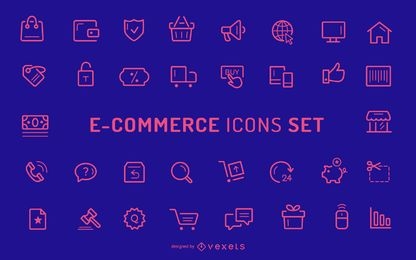 Coleção de ícones de traços de comércio eletrônico
