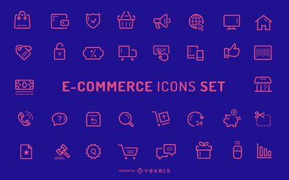 Colección de iconos de trazo de comercio electrónico Colección de iconos de trazo de comercio electrónico