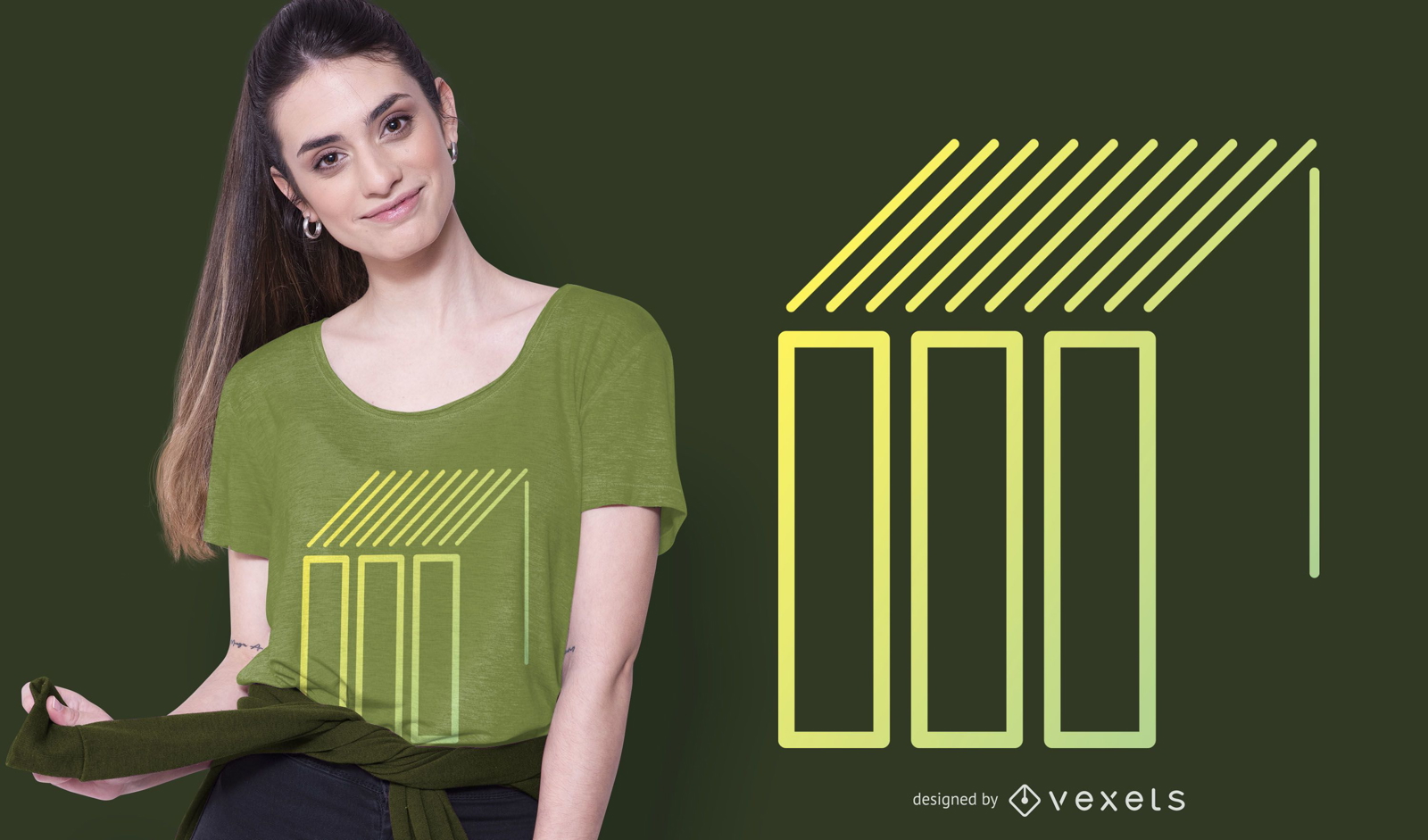 Diseño de camiseta de formas geométricas y líneas.