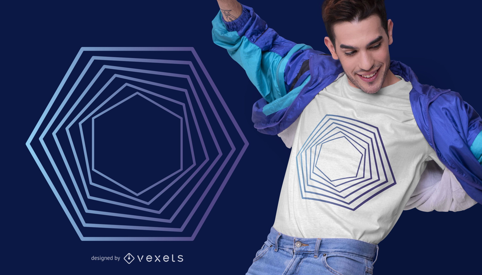 Hexagon Abstraktes T-Shirt Design