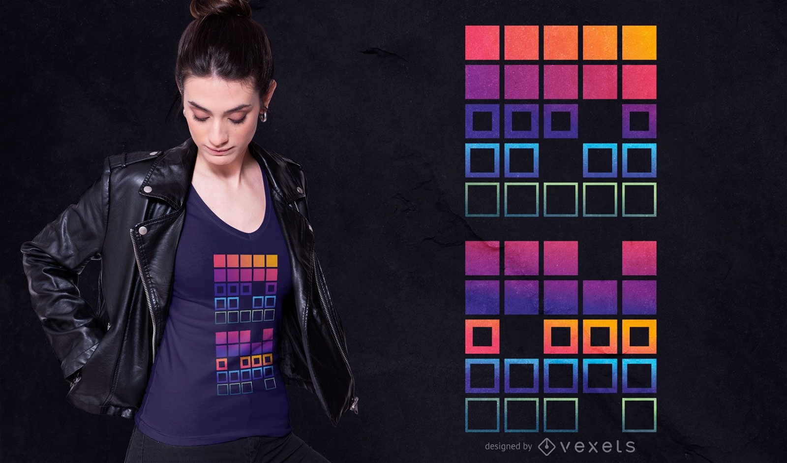 T-Shirt-Design mit Farbverlaufsquadraten