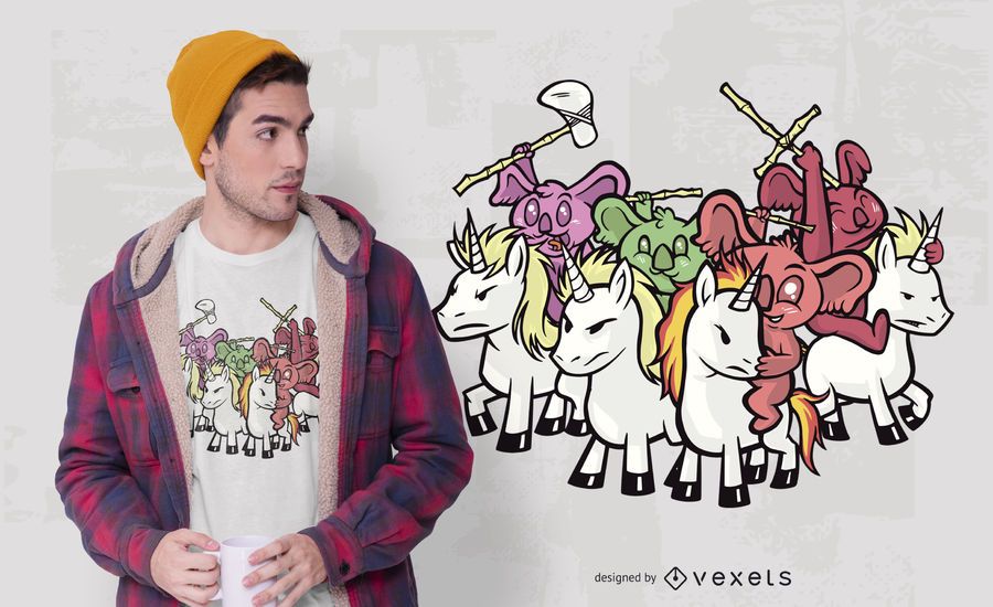 Koala Unicorn Warriors T-shirt Design Koala Unicorn Warriors T-shirt Design