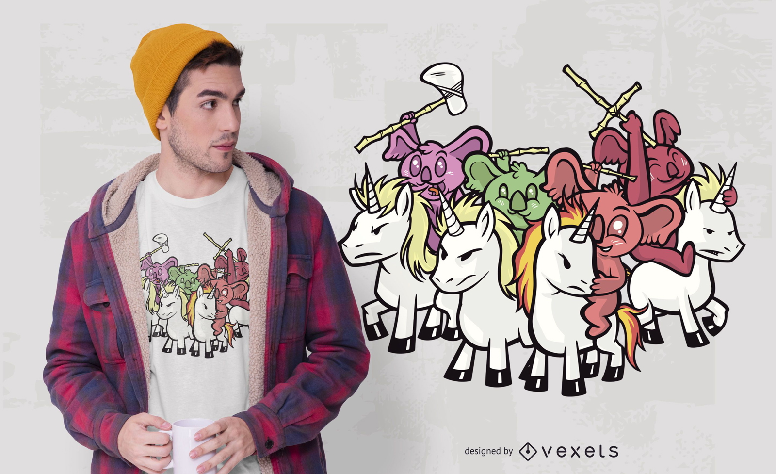 Design de camisetas Koala Unicorn Warriors