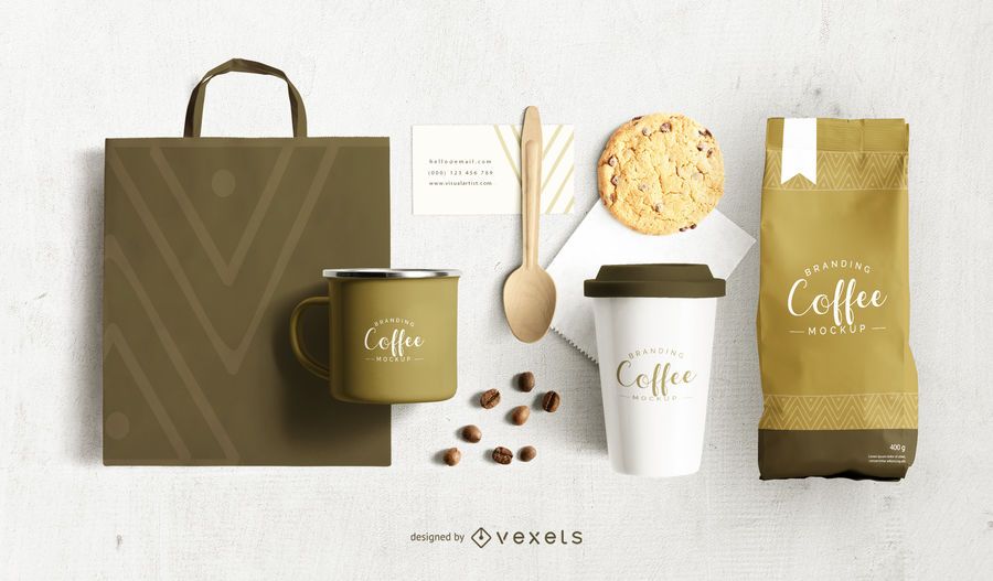 Diseño de maqueta de marca de café Diseño de maqueta de marca de café