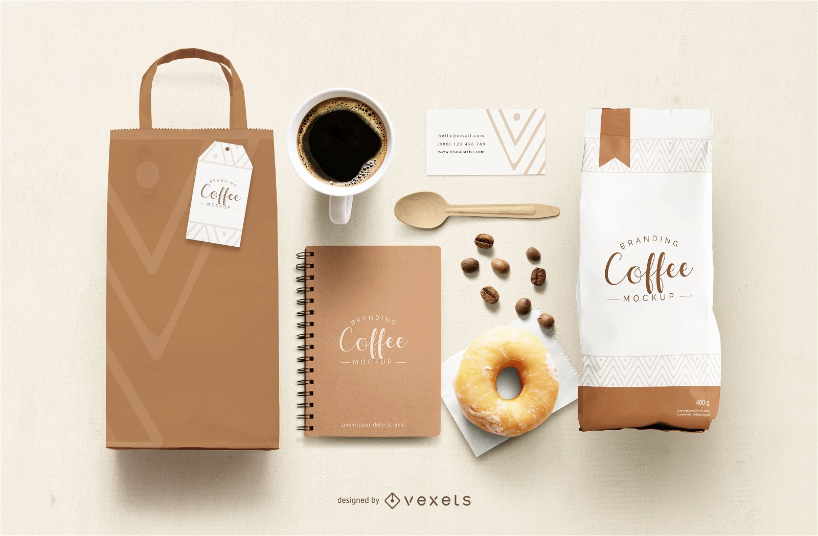 Maquete de elementos de marca de café