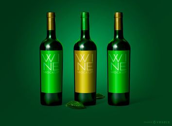 Maqueta de empaque de botella de vino