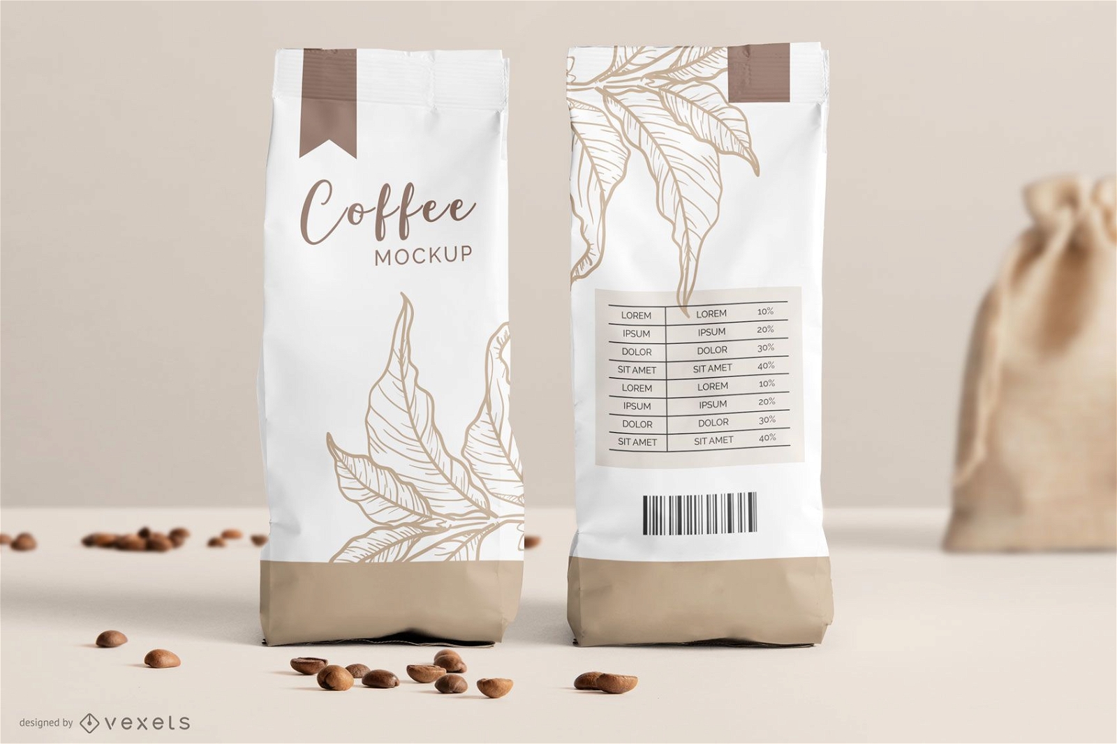 Coffee Bag Packaging Mockup PSD Editable Template