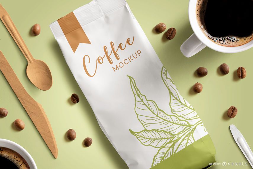 Download Kaffeeverpackung Draufsicht Mockup - PSD Download