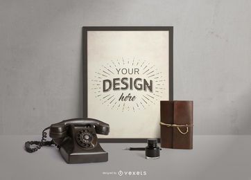 Composición de maqueta de cartel vintage