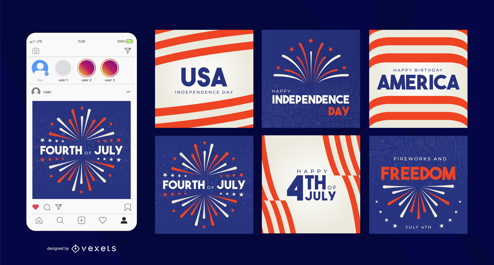 Postagem de mídia social do Dia da Independência