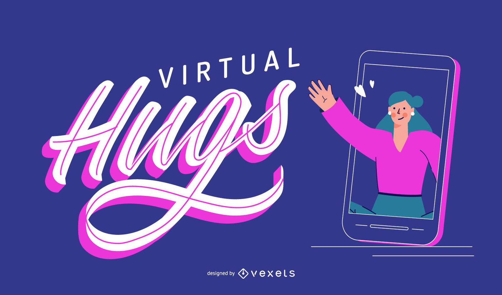 Virtual Hugs Coronavirus Lettering