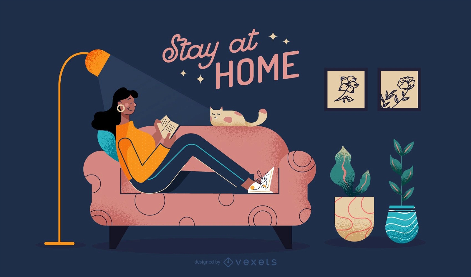 Bleiben Sie zu Hause Menschen Illustration
