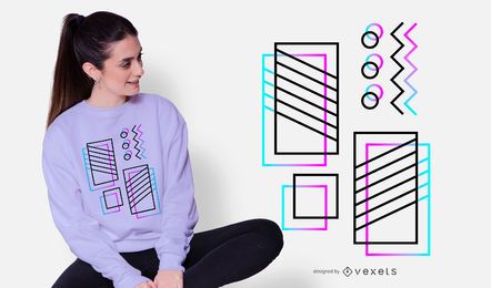 Design abstrato de t-shirt com moldura de néon