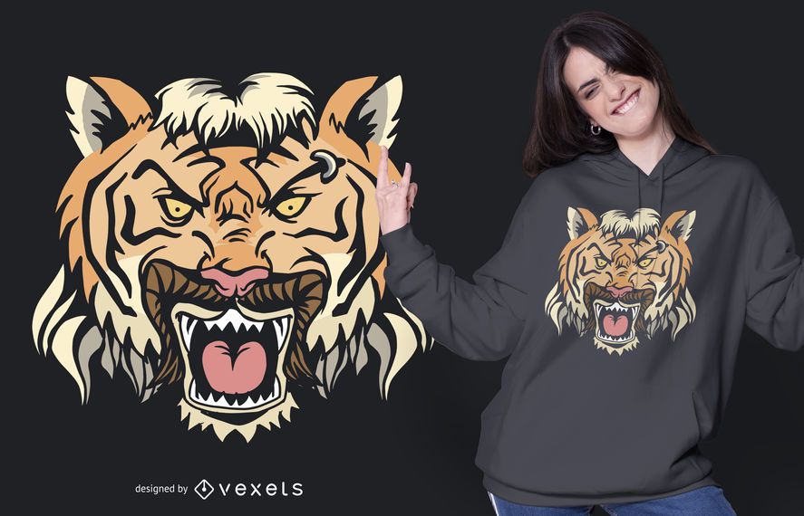 Tiger Mullet T-shirt Design Tiger Mullet T-shirt Design