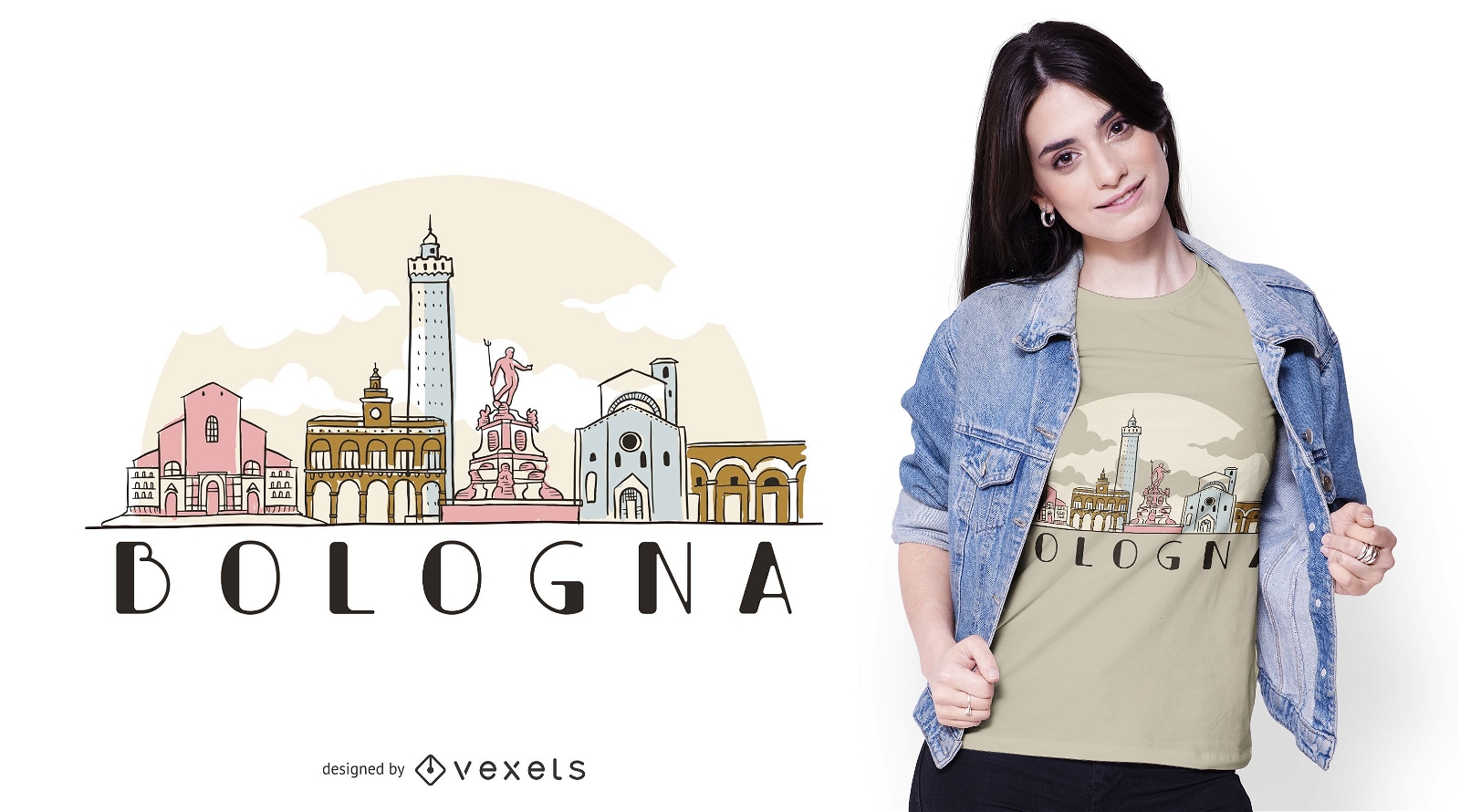 Bologna skyline t-shirt design