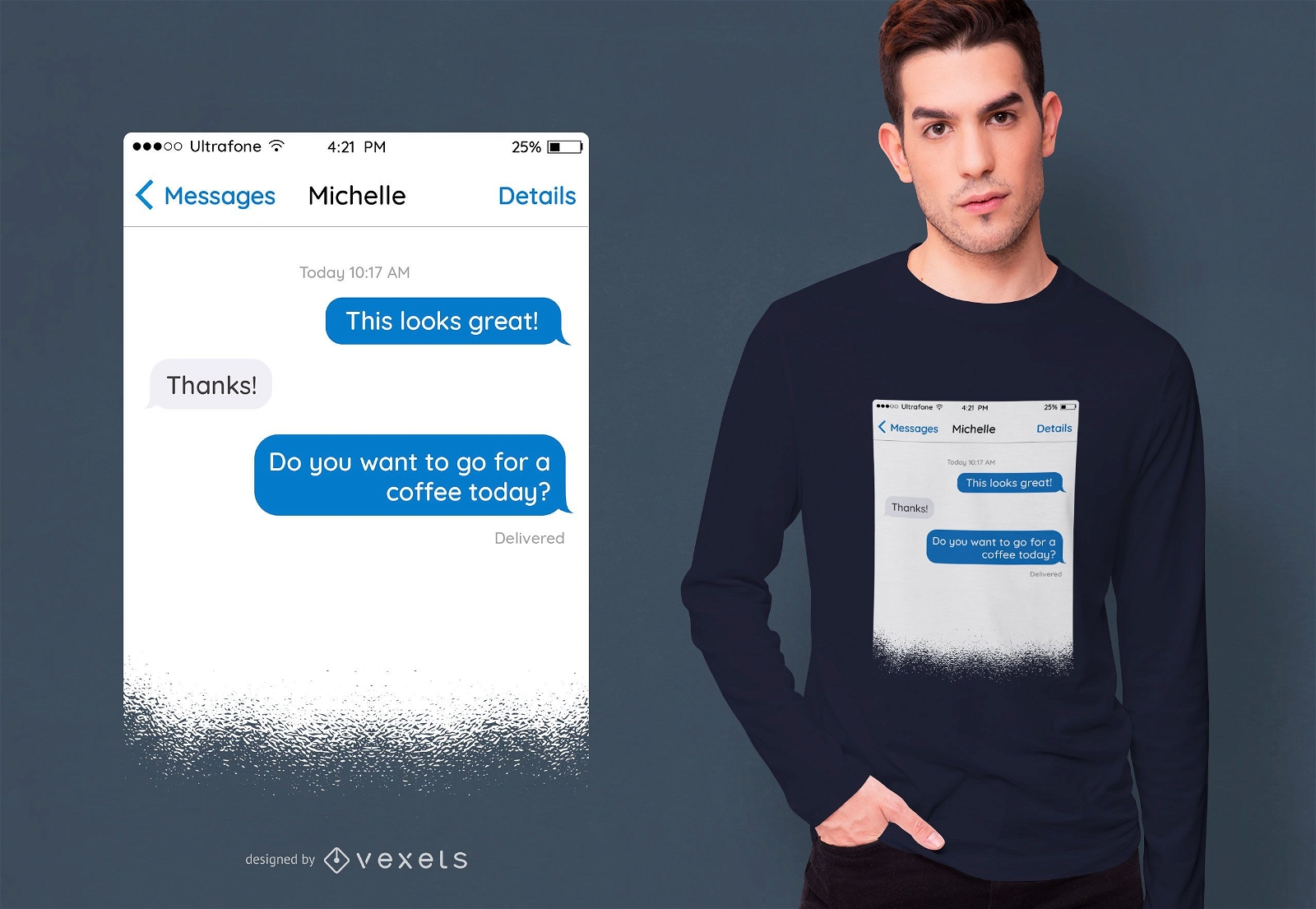 Diseño de camiseta de mensaje de texto