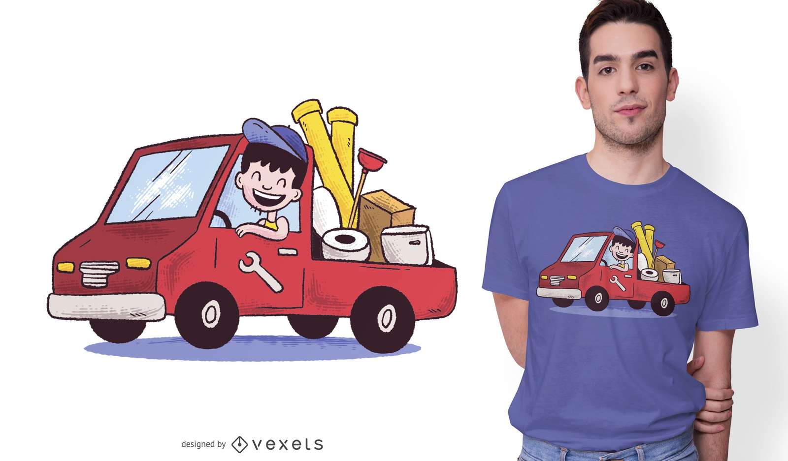 Plumber Cartoon T-shirt Design