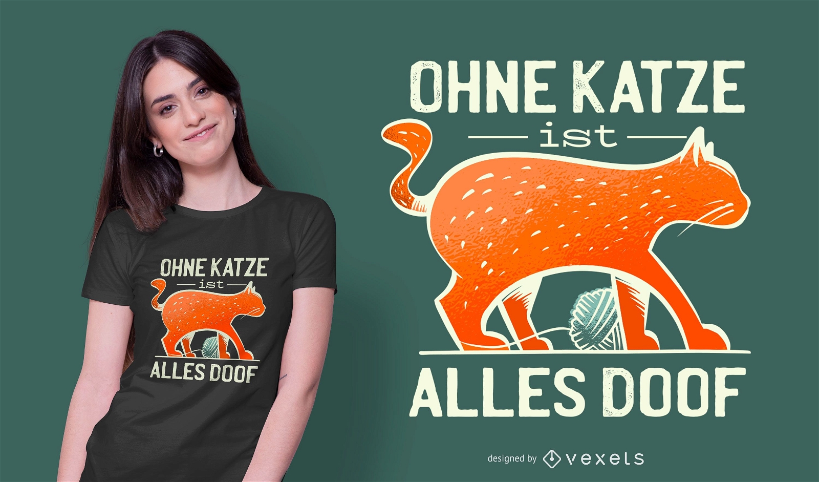 Design de camiseta com citações alemãs da Cat Life