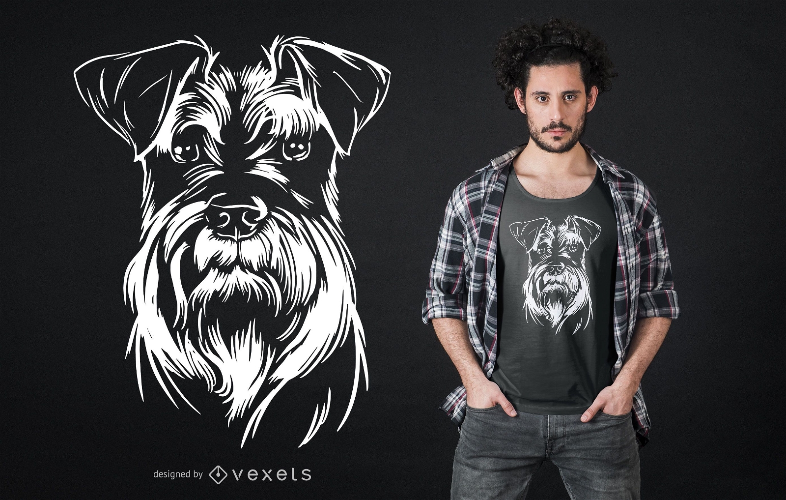 Schnauzer Hund Illustration T-Shirt Design