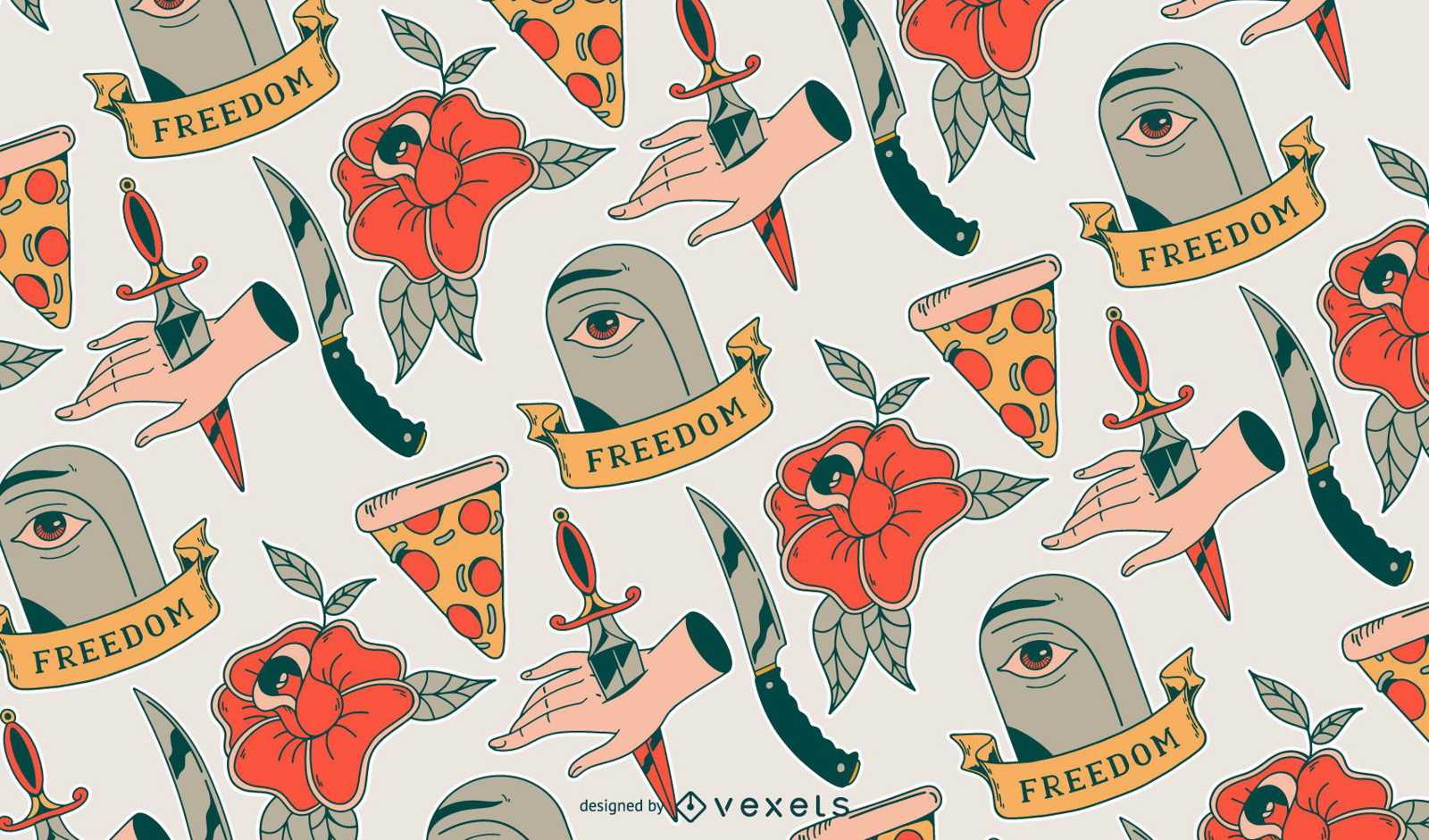 Retro tattoo pattern design