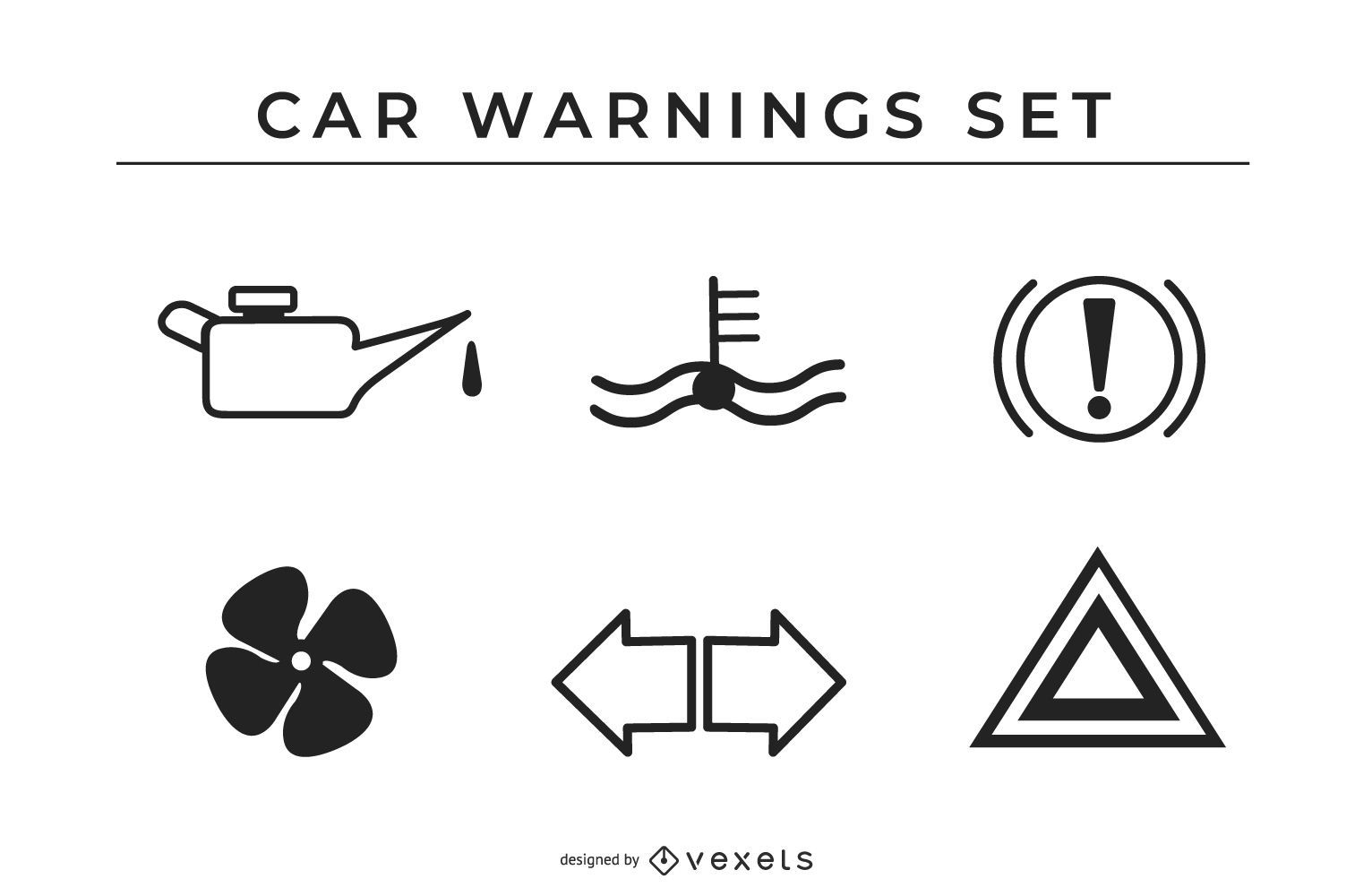 Conjunto de iconos de advertencias de coche