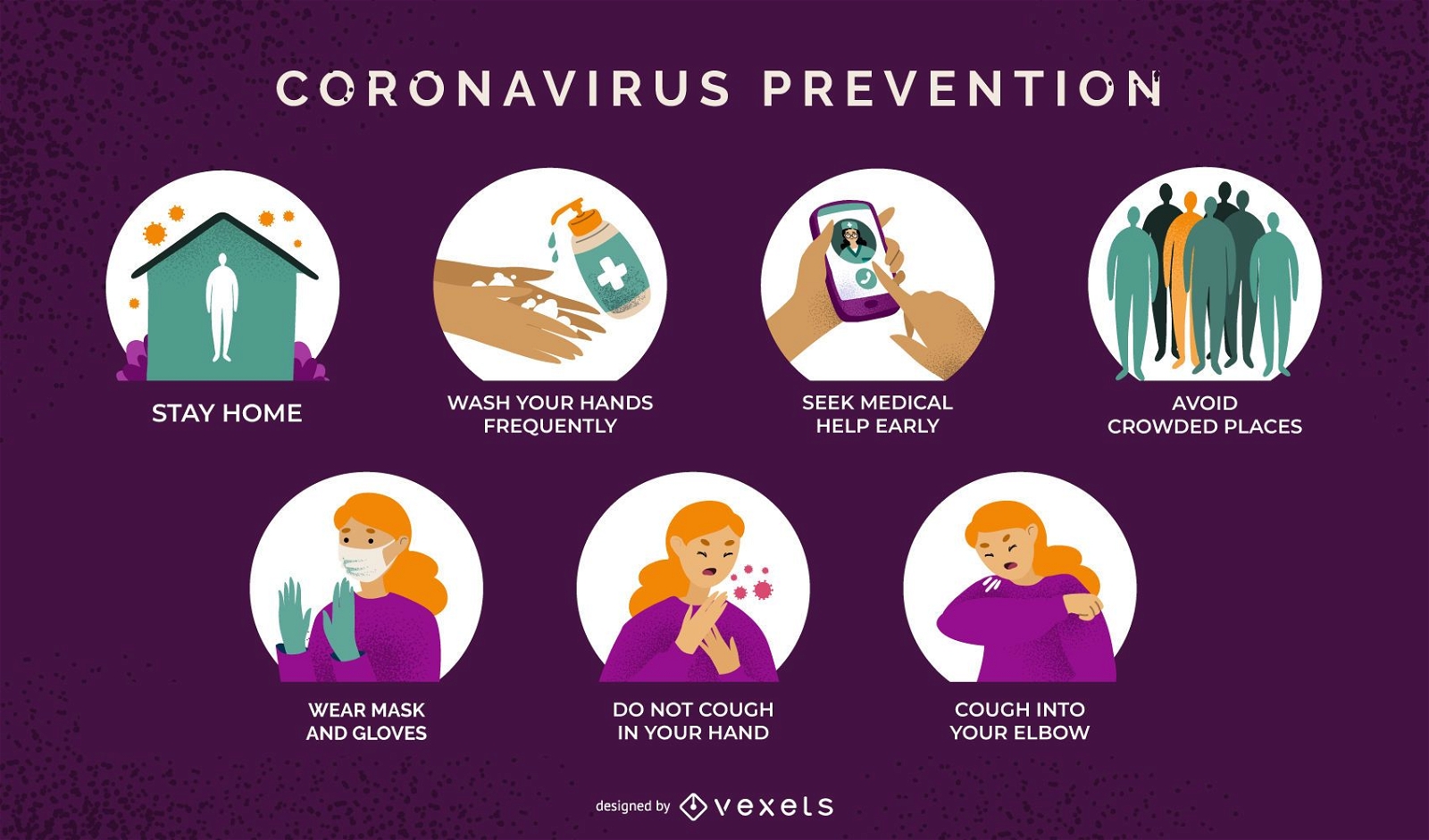 Coronavirus prevention illustration set