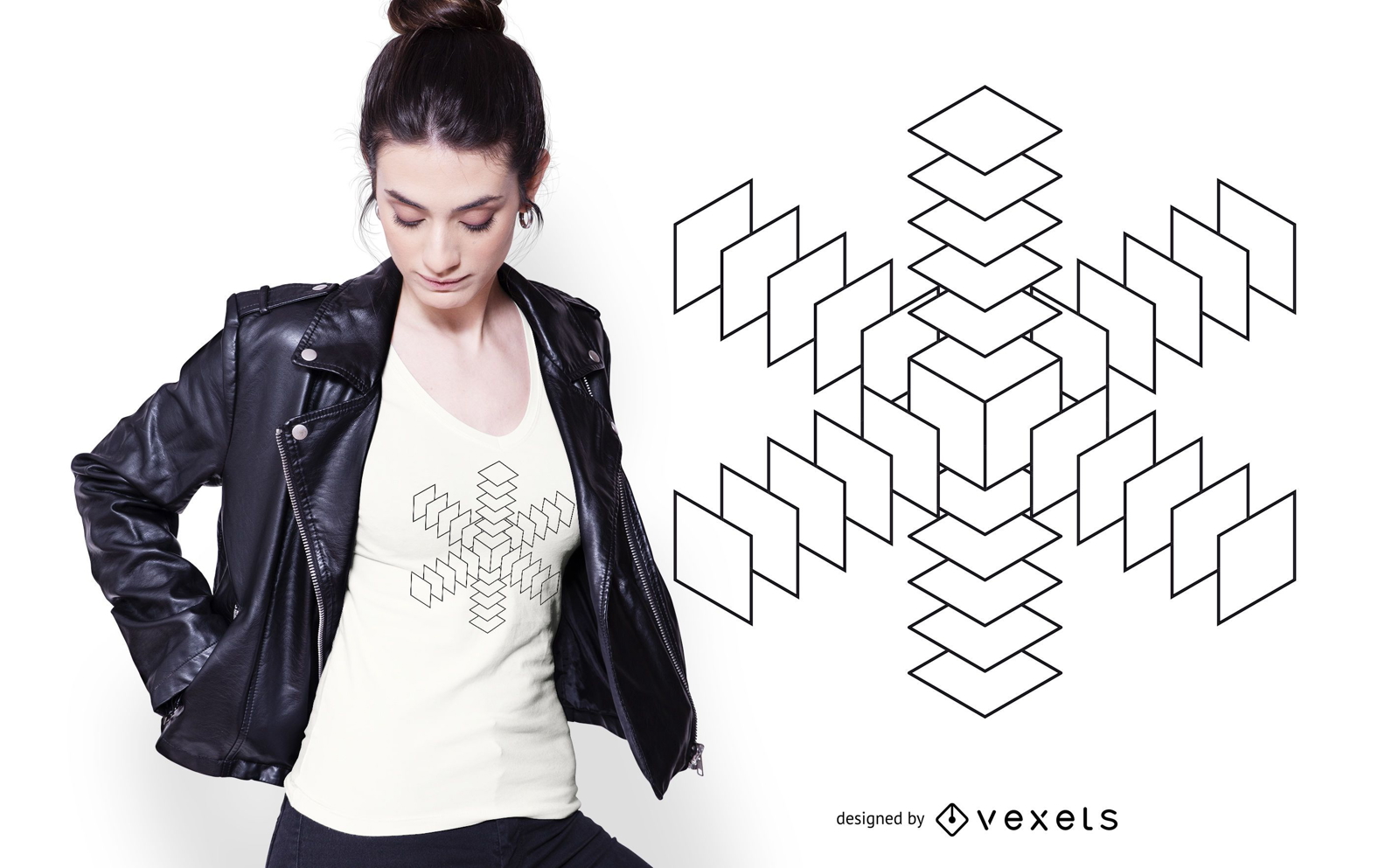 Design abstrato de camiseta com floco de neve em 3D