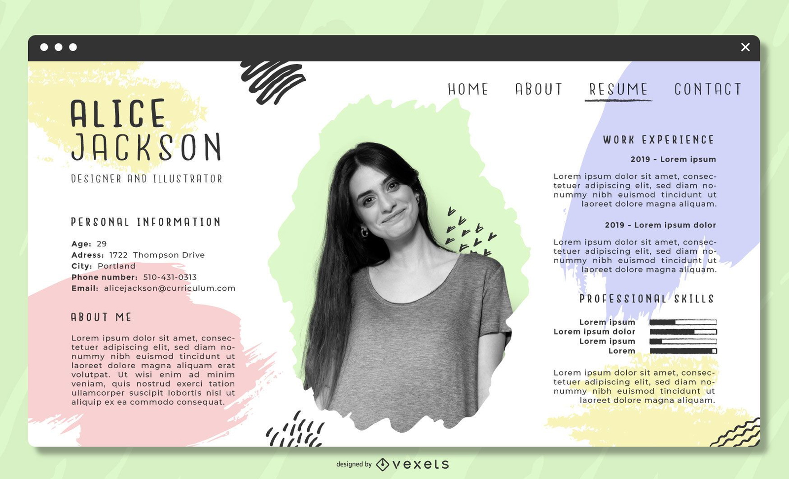 Pastel Artistic CV Template Vector Download