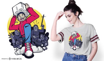 Toilettenpapier Shopper Cartoon T-Shirt Design