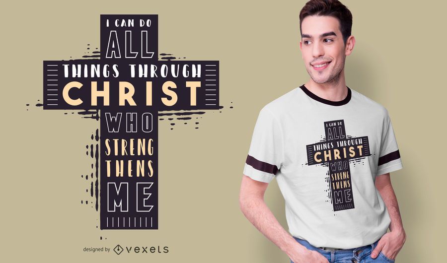 Diseño de camiseta de Bible Verse Cross Quote Diseño de camiseta de Bible Verse Cross Quote