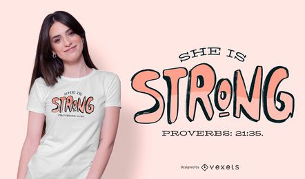 Ela é forte com o verso da Bíblia Design de camisetas