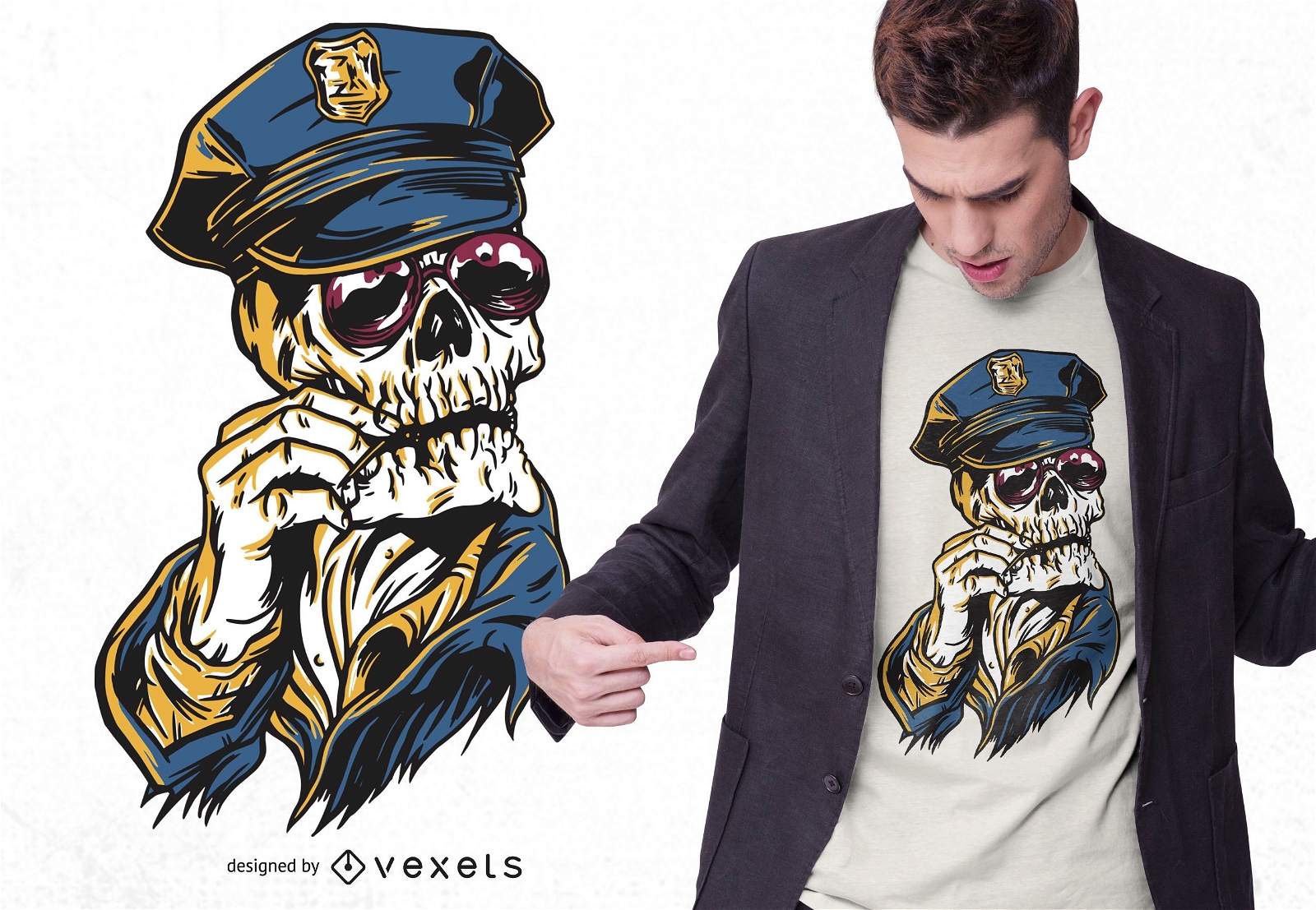 Police skull t-shirt design