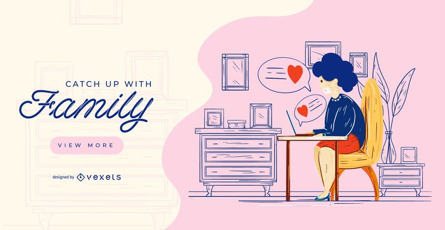 Stay at Home Character Lettering Banner Stay at Home Character Lettering Banner