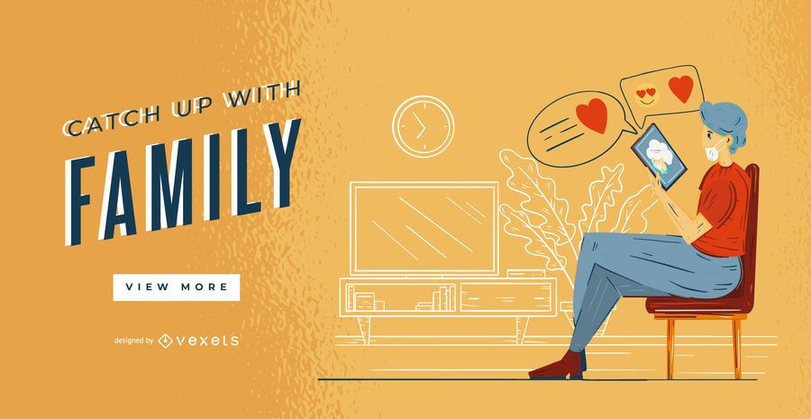 Banner de web de personaje de Stay at Home Banner de web de personaje de Stay at Home