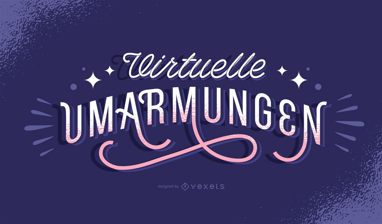Virtual hugs german lettering